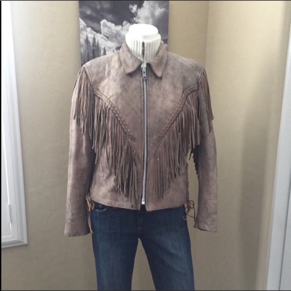 Real Leather Jackets & Blazers - Taupe Real Leather Fringe Jacket!